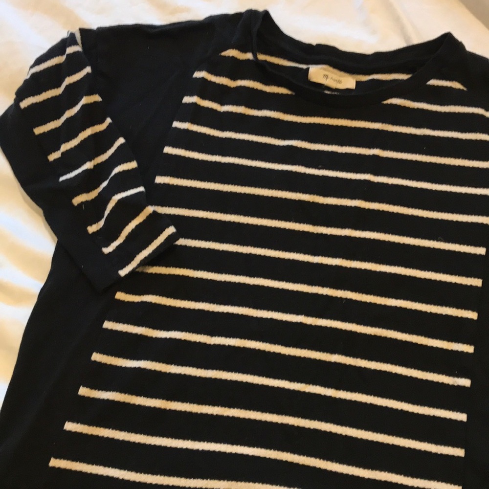 Madewell black and cream striped tee